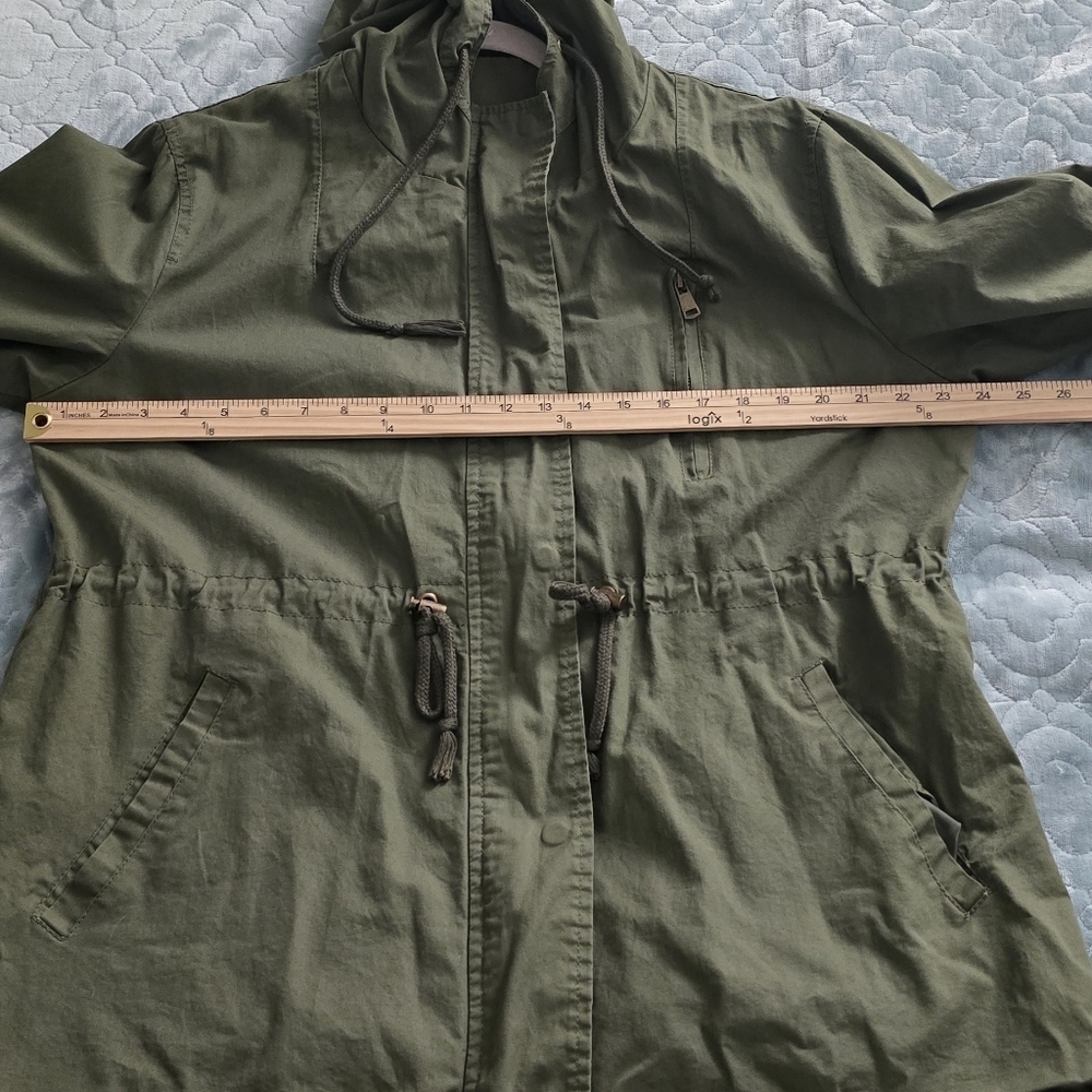 Olive/Army Green Hooded Lightweight Jacket w/pockets XXL (1202) - Picture 7 of 8